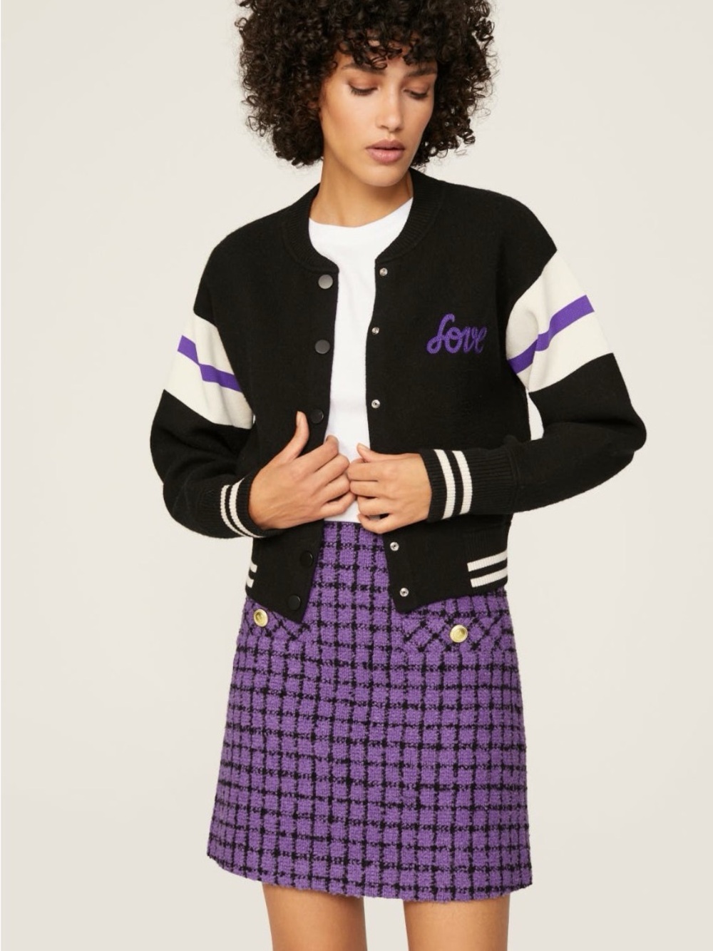 Sandro~Clarinette Purple Plaid Skirt~Size 38 (4-6)~$295~